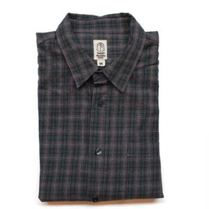 Men's Casual Button-Down Plaid Shirt - Dark Gray & Teal